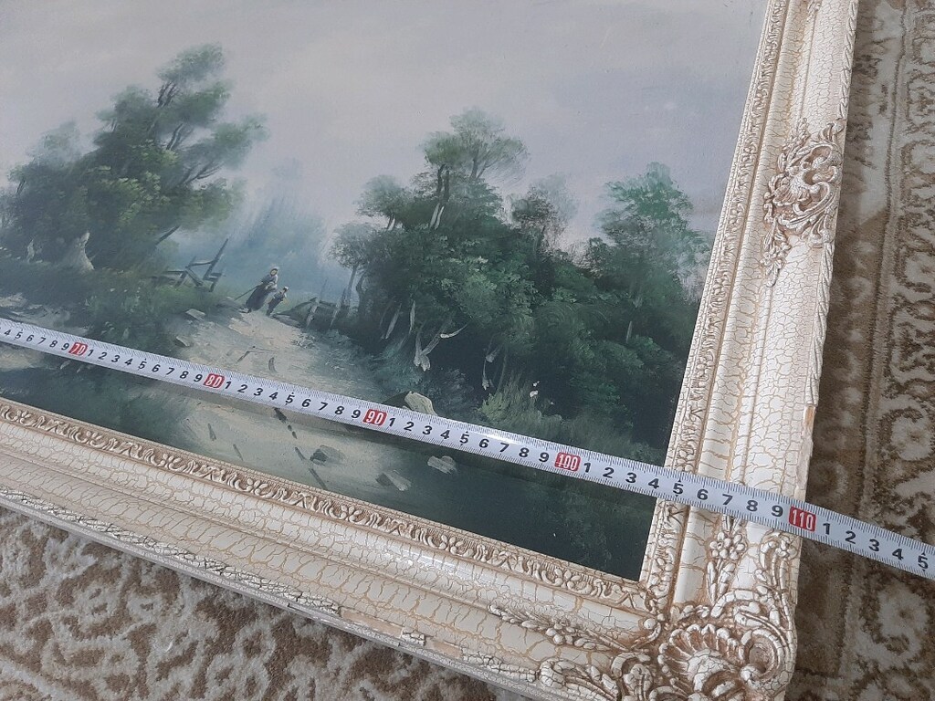 imzalı Antika Resim Yağlı Boya Resim Tablo 110cm/60cm - 11