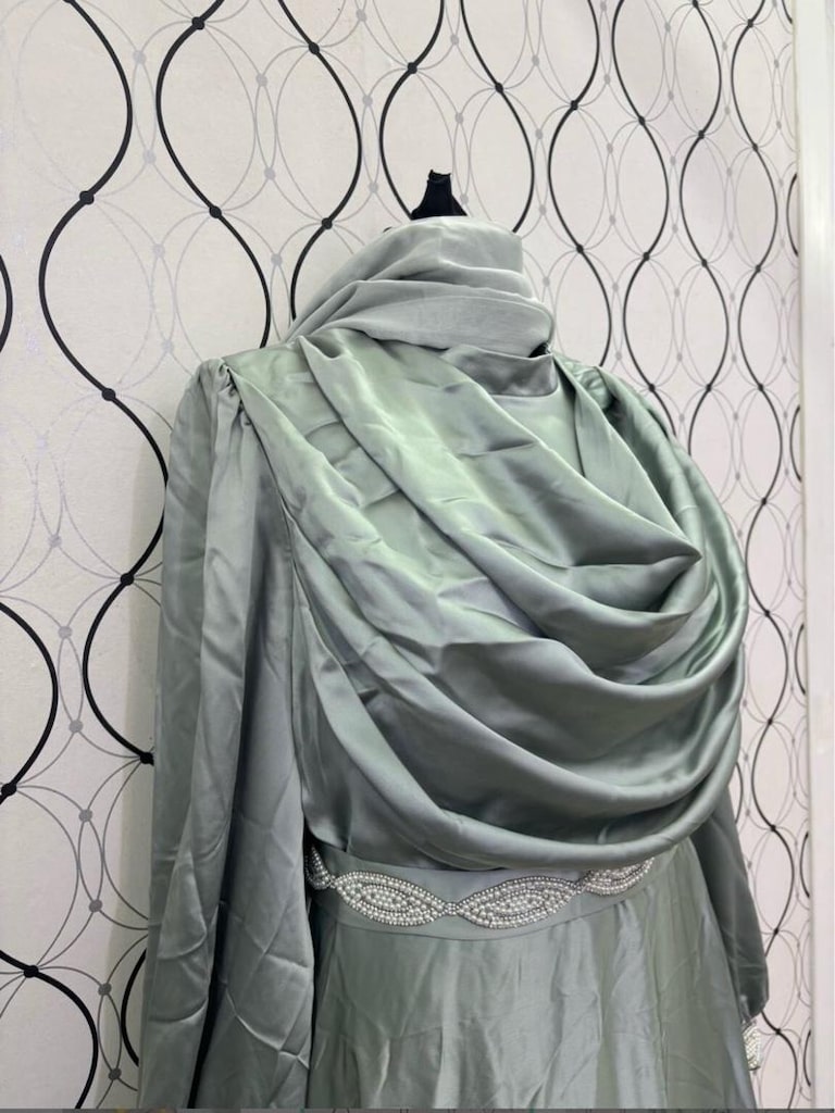 Mint Yeşili Tesettür Abiye - 4