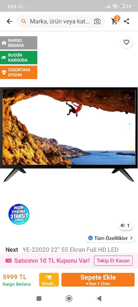 next 22 inç 56 ekran monitör ve LED TV - 8