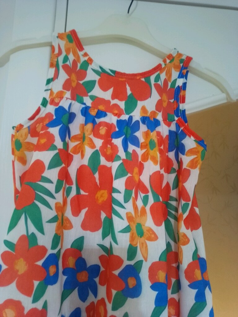çiçekli kız çocuk keten elbise - 3