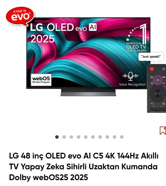 LG C5 48 İNÇ EVO OLED 4K TV 4 YIL GARANTİLİ