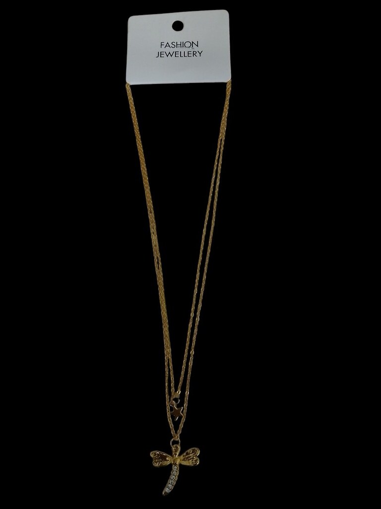 Yıldız Detaylı Arılı Gold Tasarım Kolye - 3