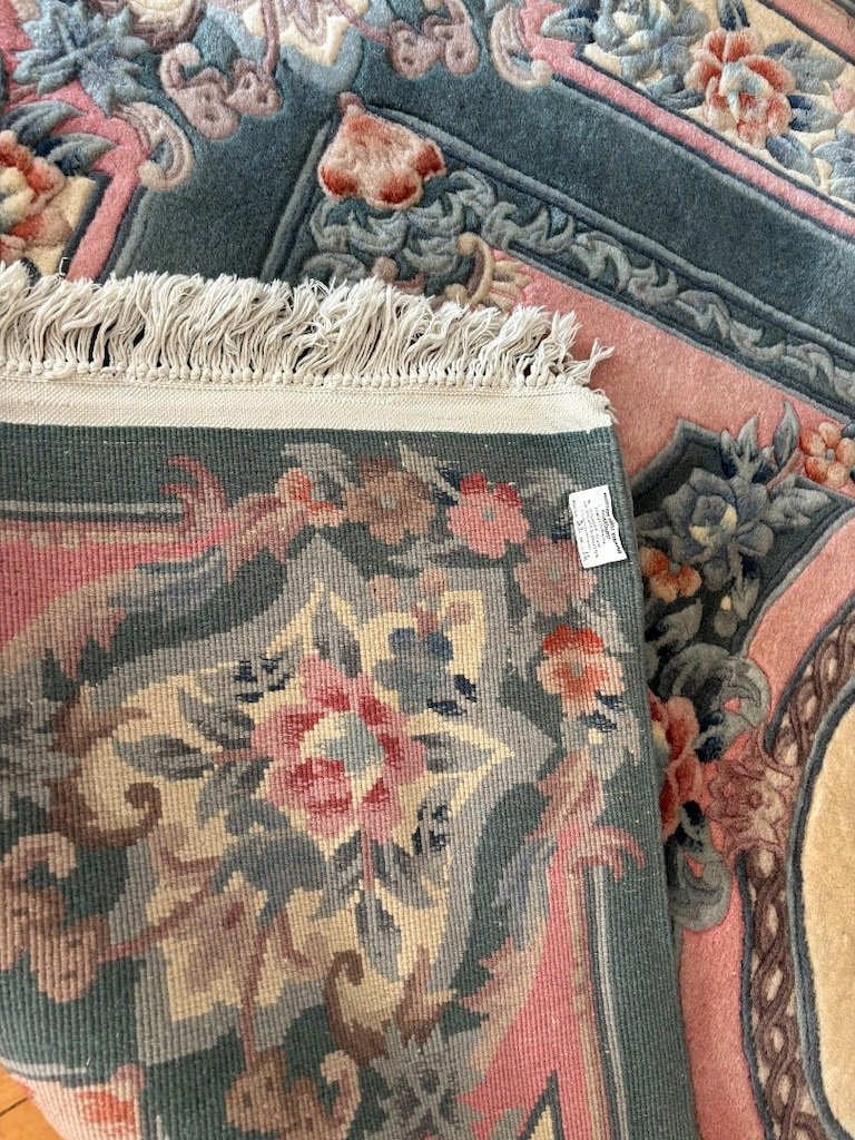 Orijinal El Dokuma Çin Halısı - Pembe/Yeşil Kabartmalı (151x251 cm) - 6