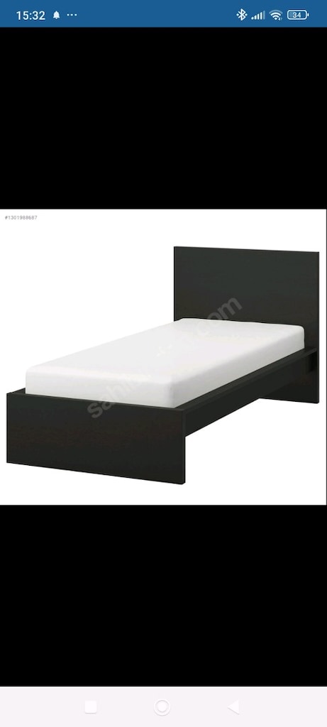 Ikea tekli karyola 90x200 siyah + latası