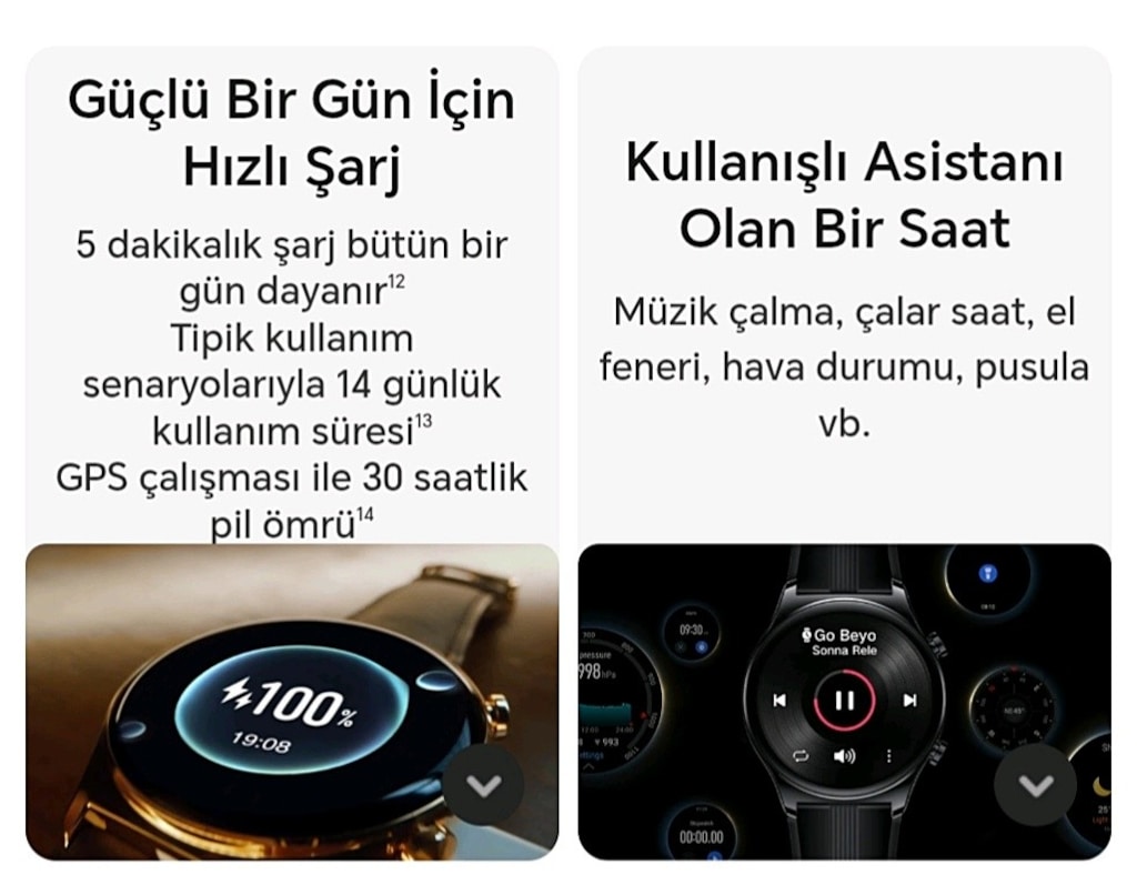 HONOR Saat GS 3D Kavisli Amoled Ekran Çelik 4GB GPS Barometre 14 gün p - 3