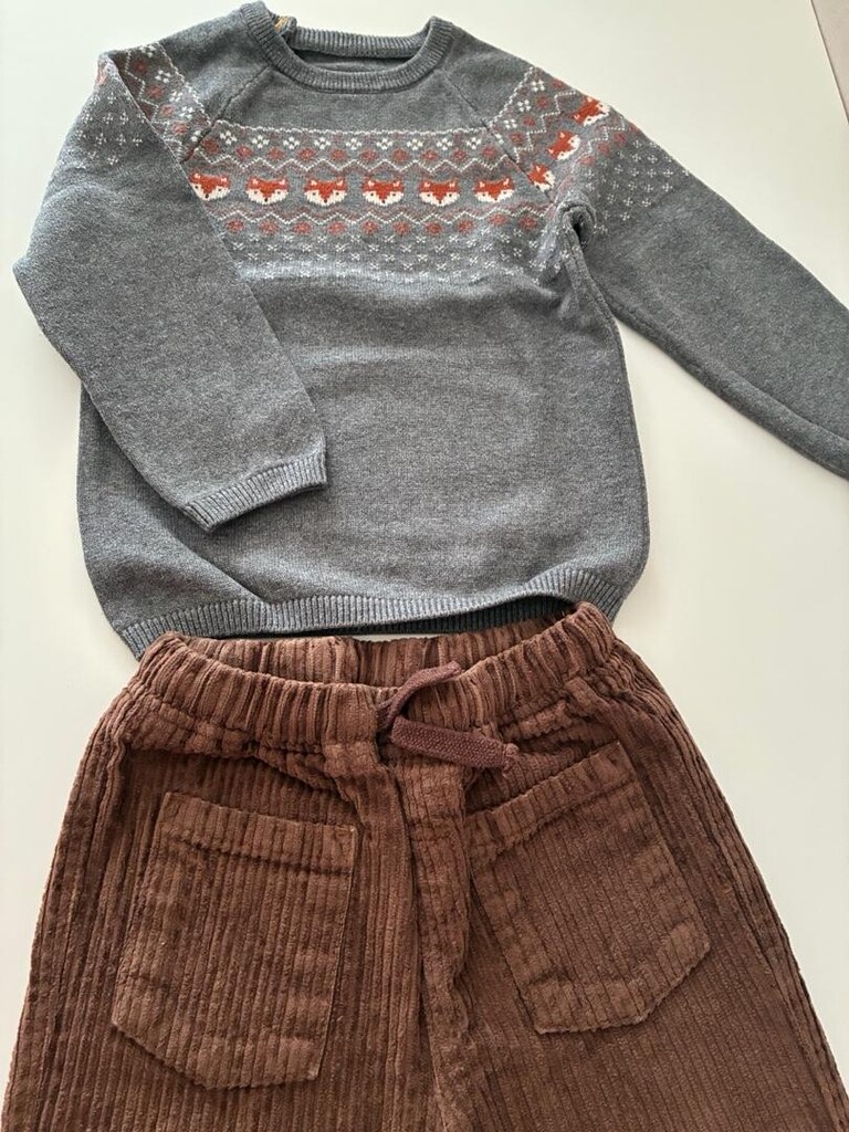 H&M Tilki Kazak Pantolon Bebek Takımı - 2