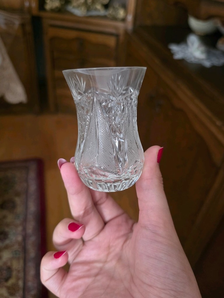 Antika Kesme Kristal Çay Bardağı - 4