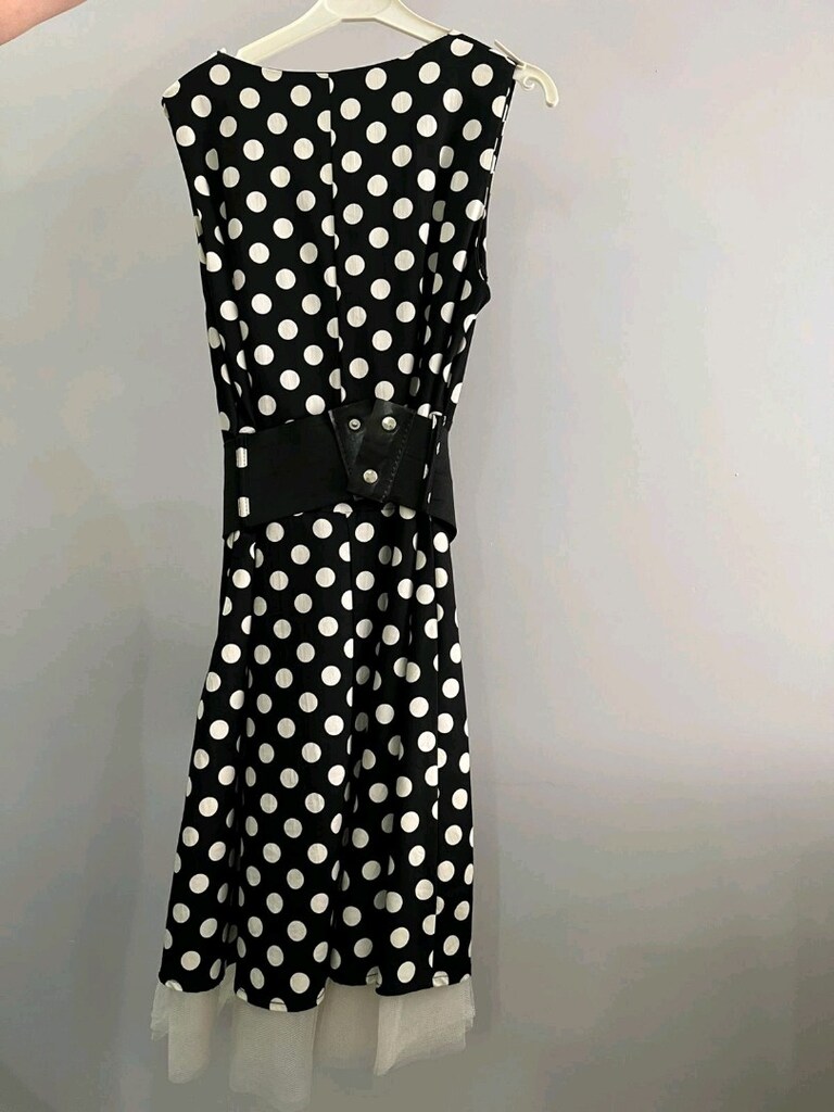 Saten puantiyeli elbise - 2