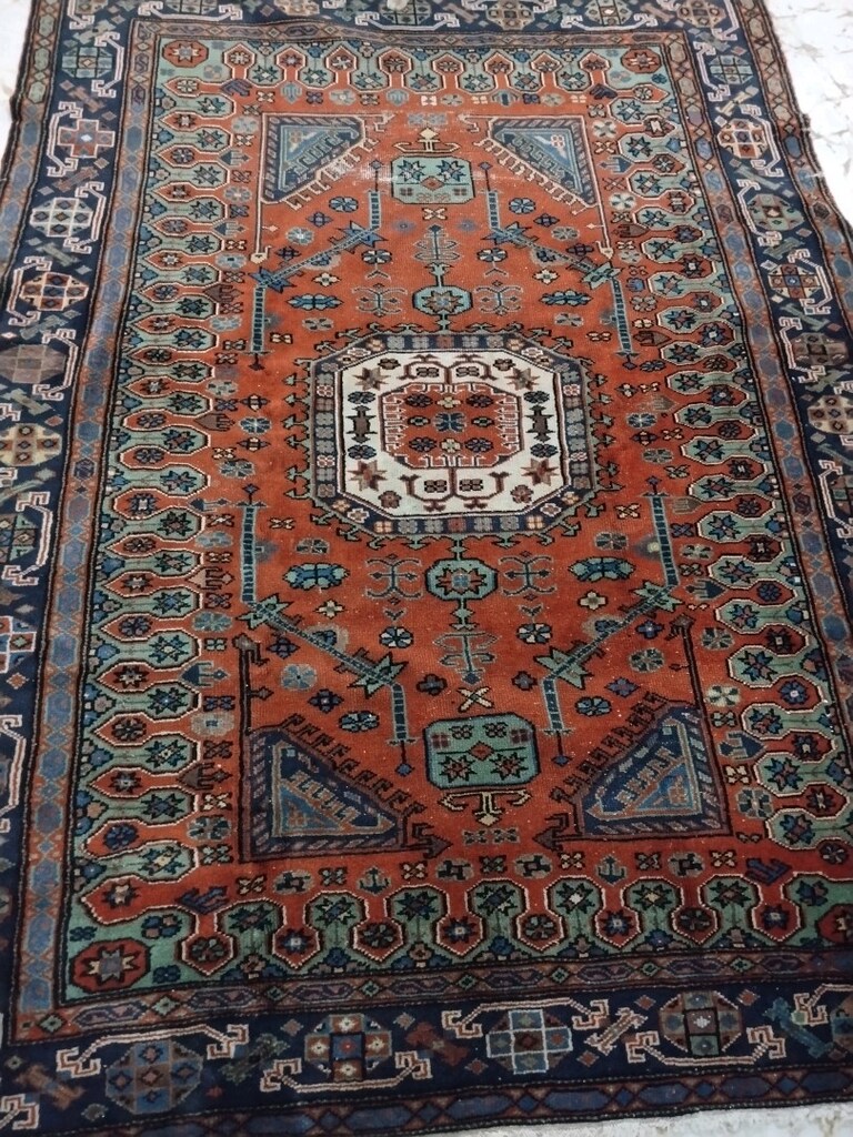 antika 150 yıllık el dokuması halı - 4