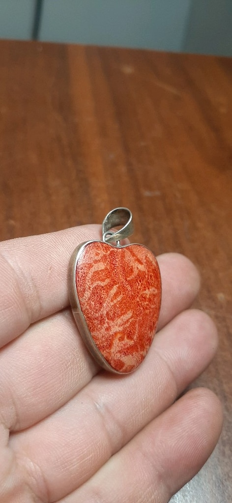 MERAKLISINA.. 925 AYAR GÜMÜŞ ÇERÇEVELİ MERCAN TAŞI KOLYE.. 8-10 SENEDİ - 3