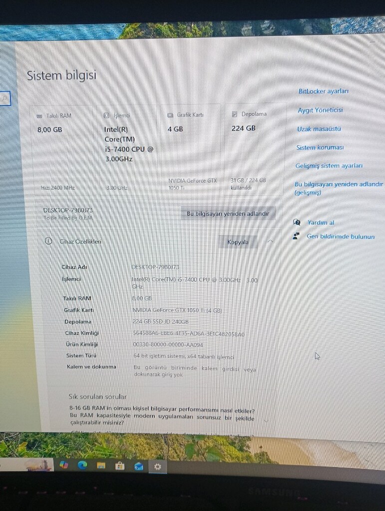 AciLL GamingKasa i5 7400~Msi1050Ti~8Gb Ram - 4