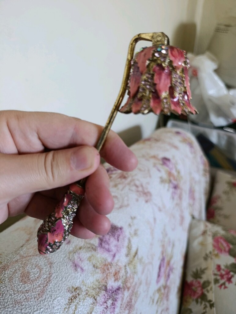 Antika Tarzı Taşlı ve Mineli Lale Figürlü Mum Söndürücü/süs eşyası - 5