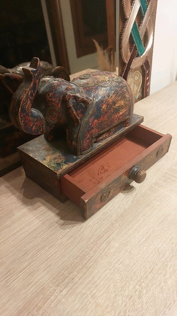 Hint İşi Vintage Ahşap Fil Çekmeceli Dekoratif Obje - 2
