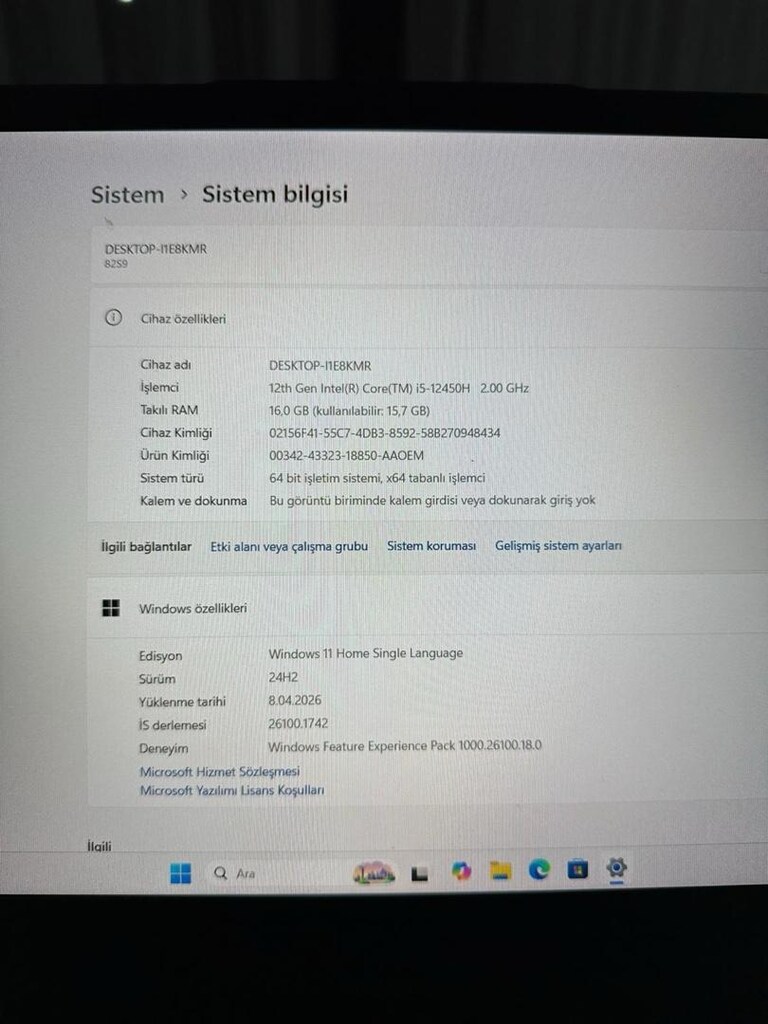 TERTEMİZ,12.NESİL İ5 İŞLEMCİLİ RTX3050Tİ E.KARTLI LENOVO GAMİNG PC - 8