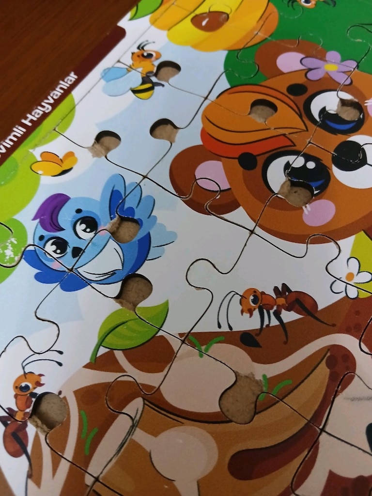 Notpa Çocuklar İçin Eğitici ve Öğretici Ahşap Renkli Puzzle 4'lü Set - 10