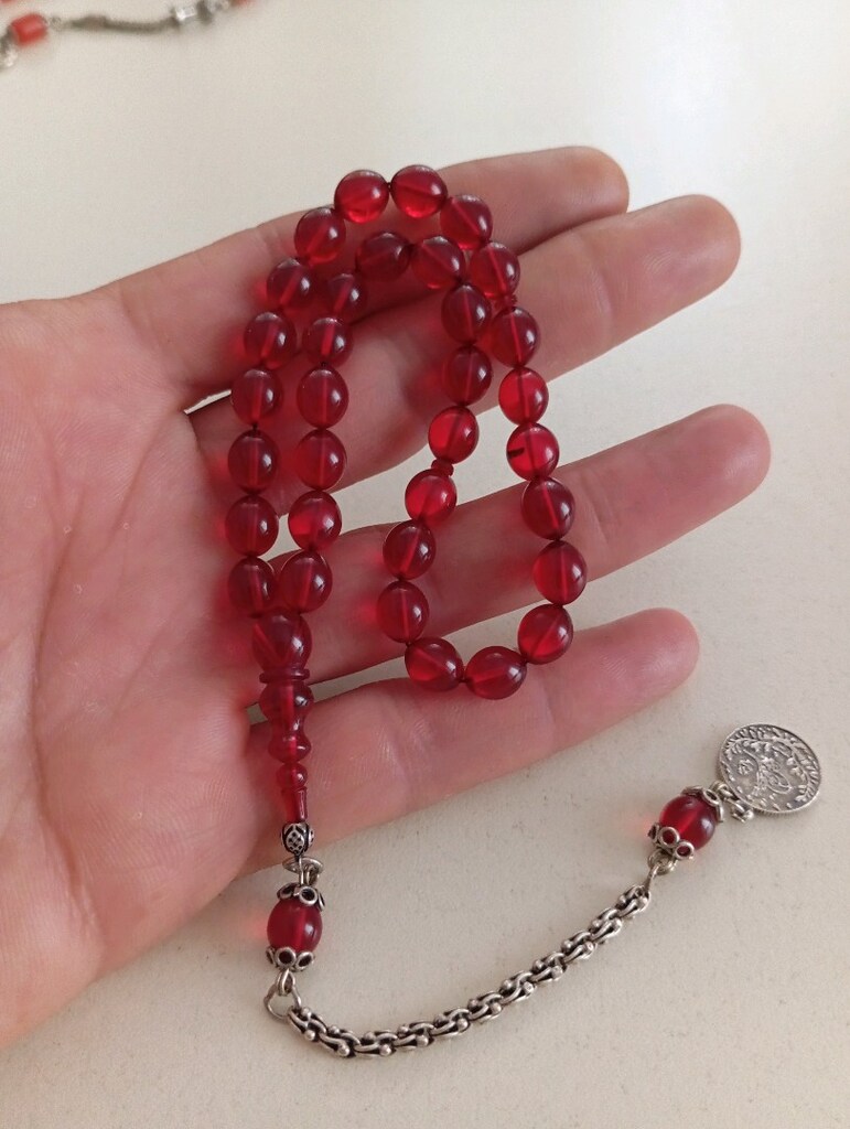 7/8 mm.ölçüde,925 ayar gümüş püsküllü, Ateş kehribar - 3