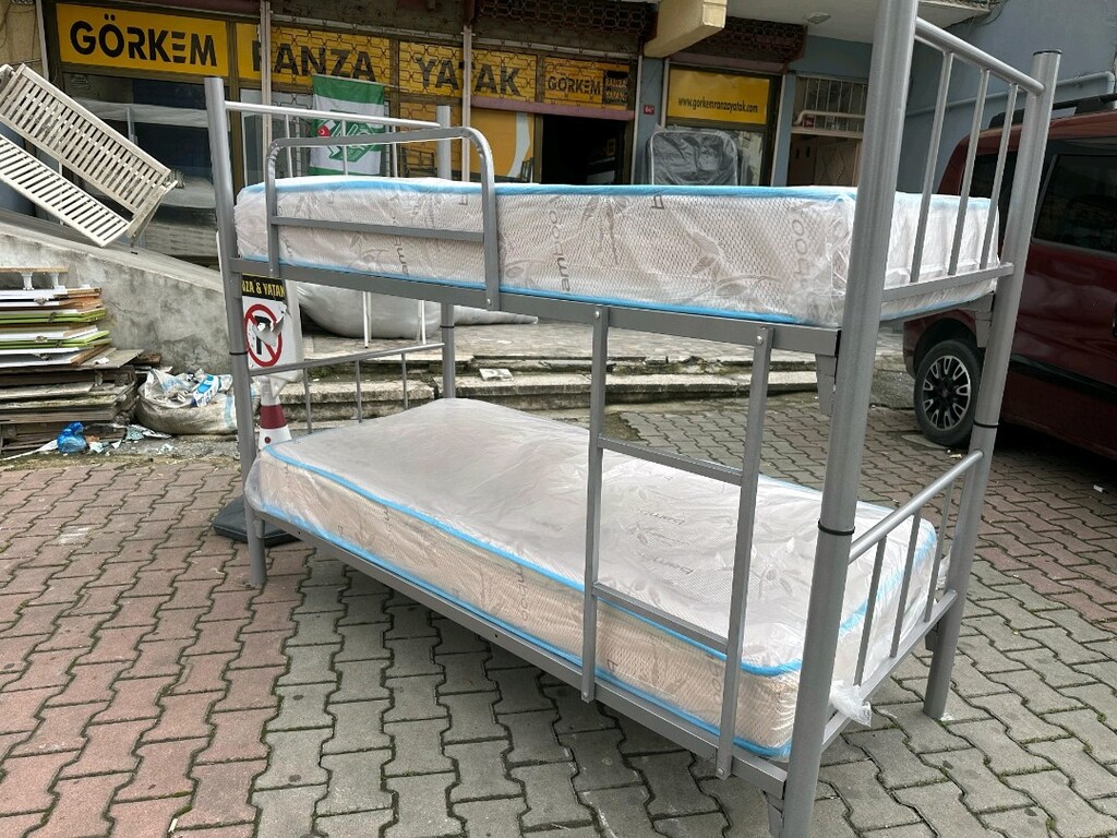 EV TİPİ METAL GRİ RANZA 2 YATAK İST ÜCRETSİZ TESLİMAT - 3