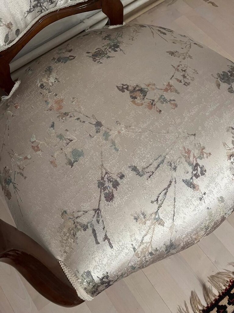 Antika Ceviz Yeni Döşenmiş Çift Berjer - 7