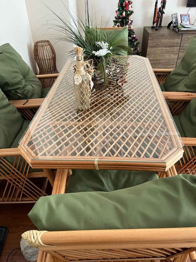 bambu yemek masası sandalyesi ve orta sehpası - 5