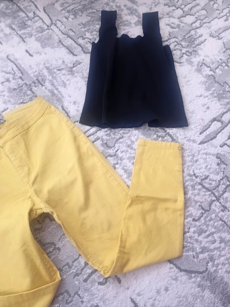 keten kot yuksel bel pantolon ve puskullu buluz - 7
