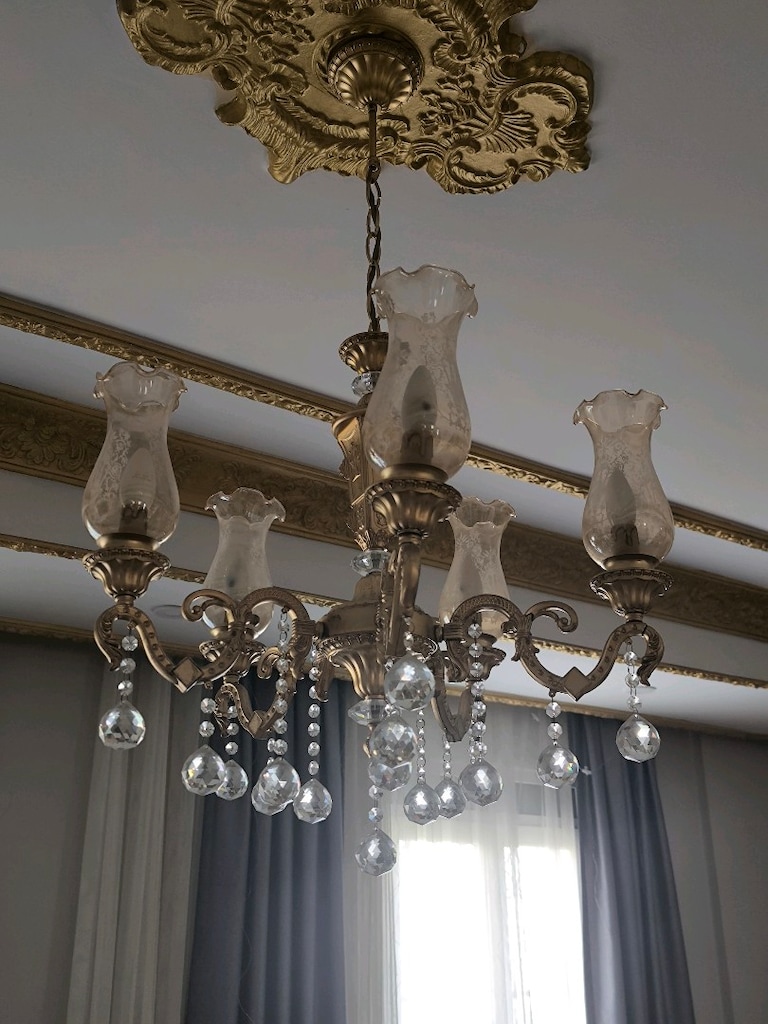 2 Adet Klasik Kristal Taşlı 5 Kollu Salon Avizesi – 60 cm - 2