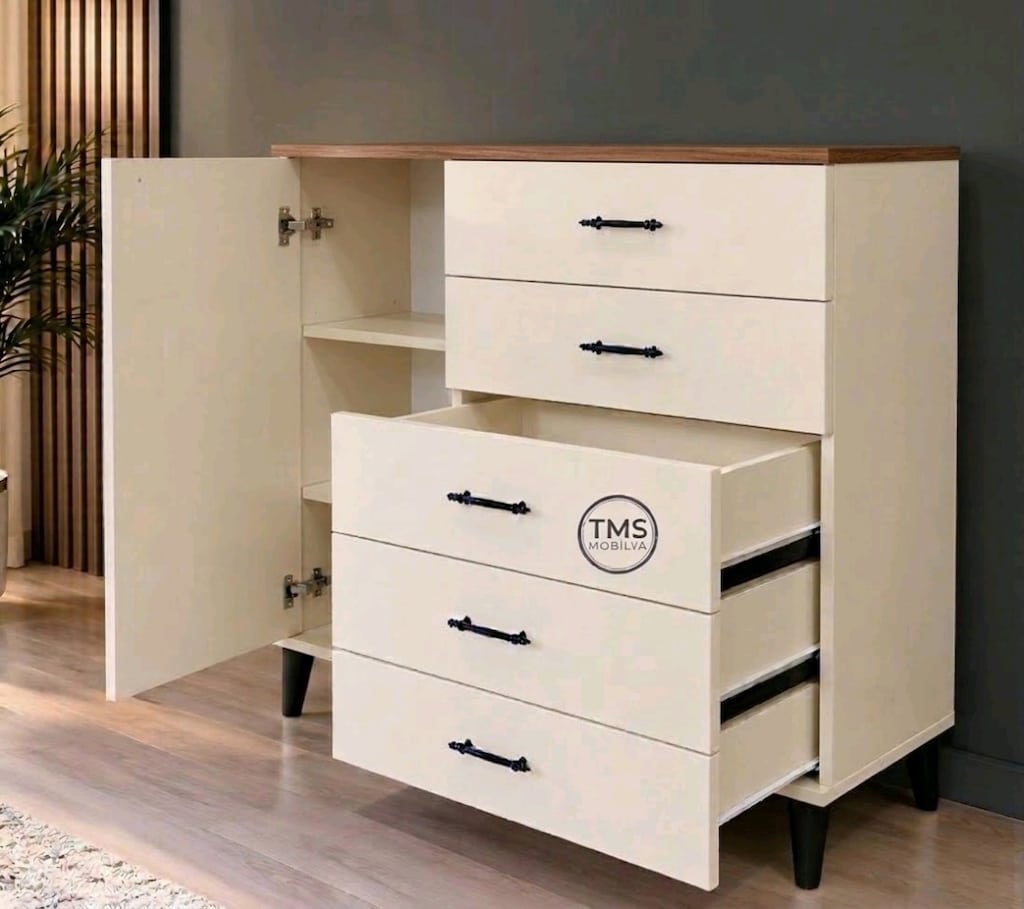 Şifonyer Cevize krem Mdf kurulu olarak adrese teslim - 2
