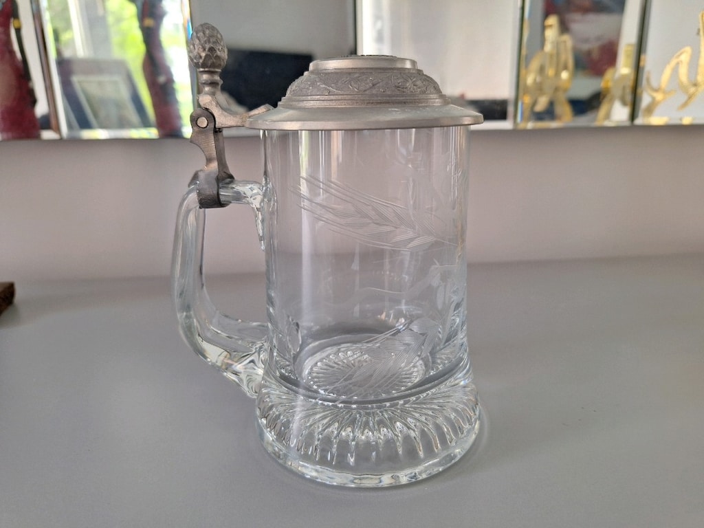 Vintage Zin Kapaklı Kristal Bira Bardağı 1977 - 3