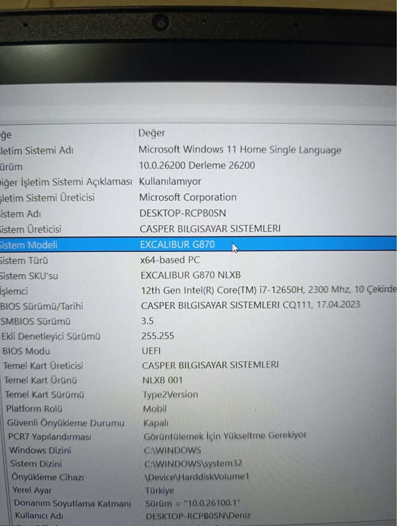 Casper Excalibur G870 Laptop - 2