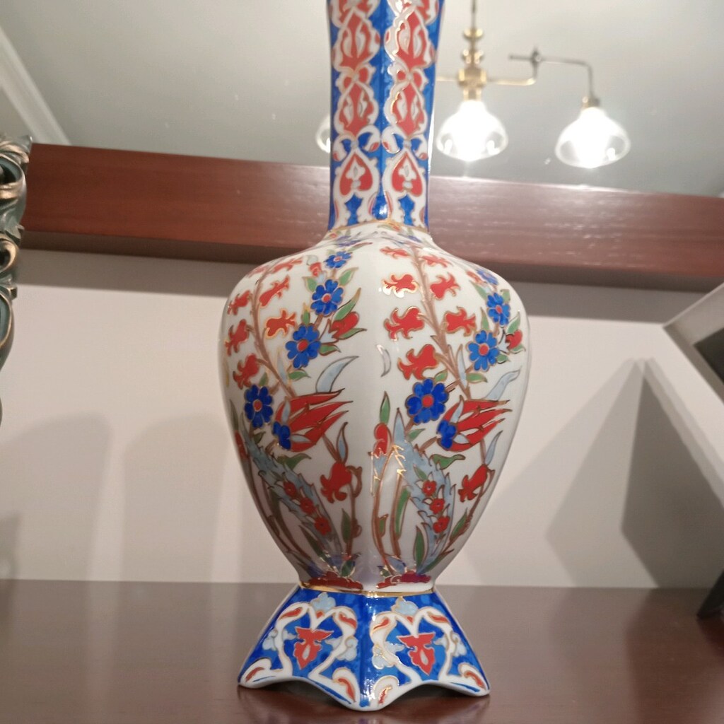 GÜRAL PORSELEN,ALTIN YALDIZLI, EL YAPIMI,SIFIR, ALTIN YALDIZLI VAZO - 5
