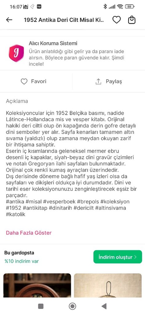 1952 Belçika başımı antika deri cilt misal kitabı - 11