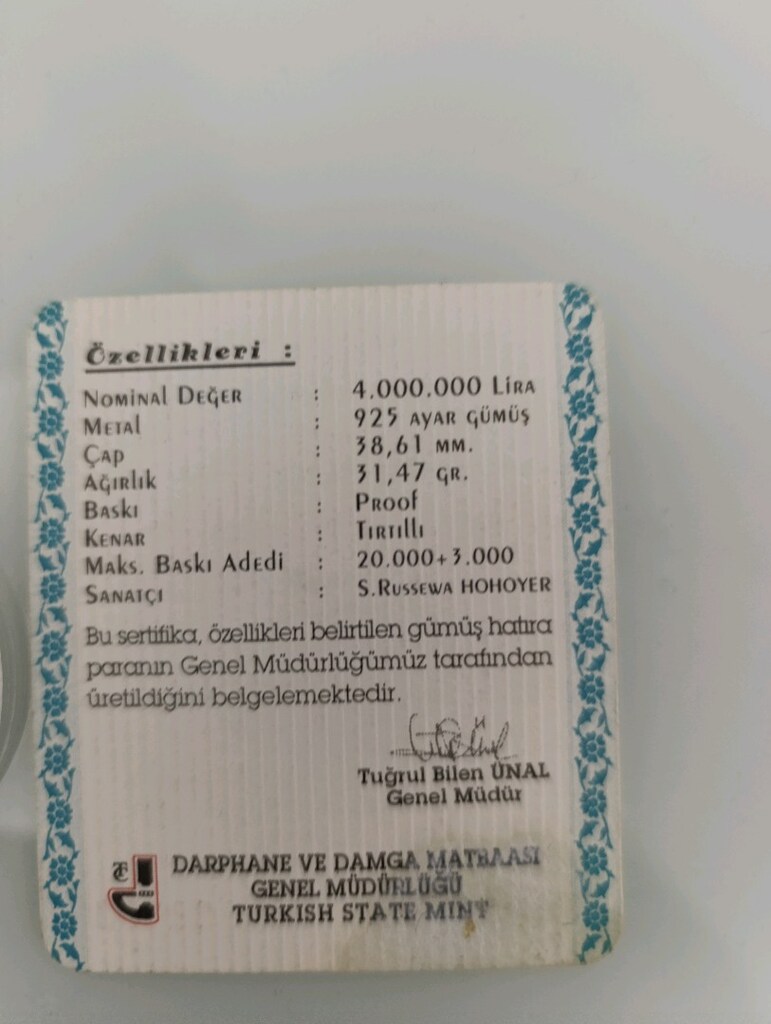 gümüş para darphane basım 31.47 gram.sertifikali - 5