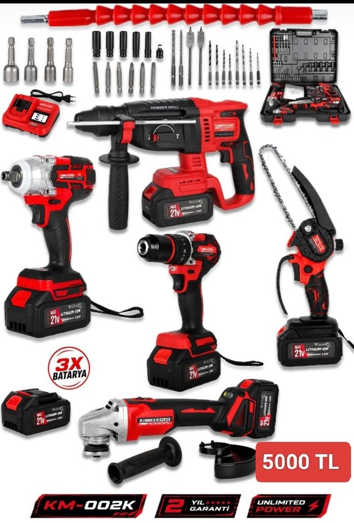 5 li set Hilti matkap tork spral testere çantalı full set sıfır ürün - 2