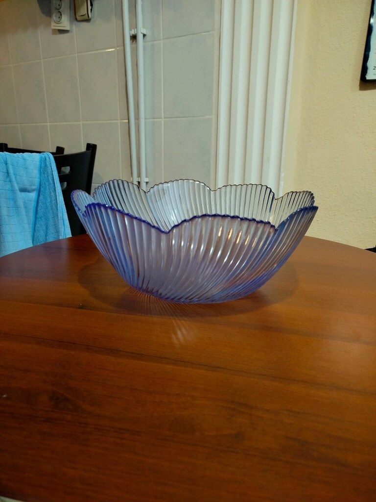Büyük boy mavi cam meyvelik kase genişlik 29.5 cm boy 11.5 cm - 14