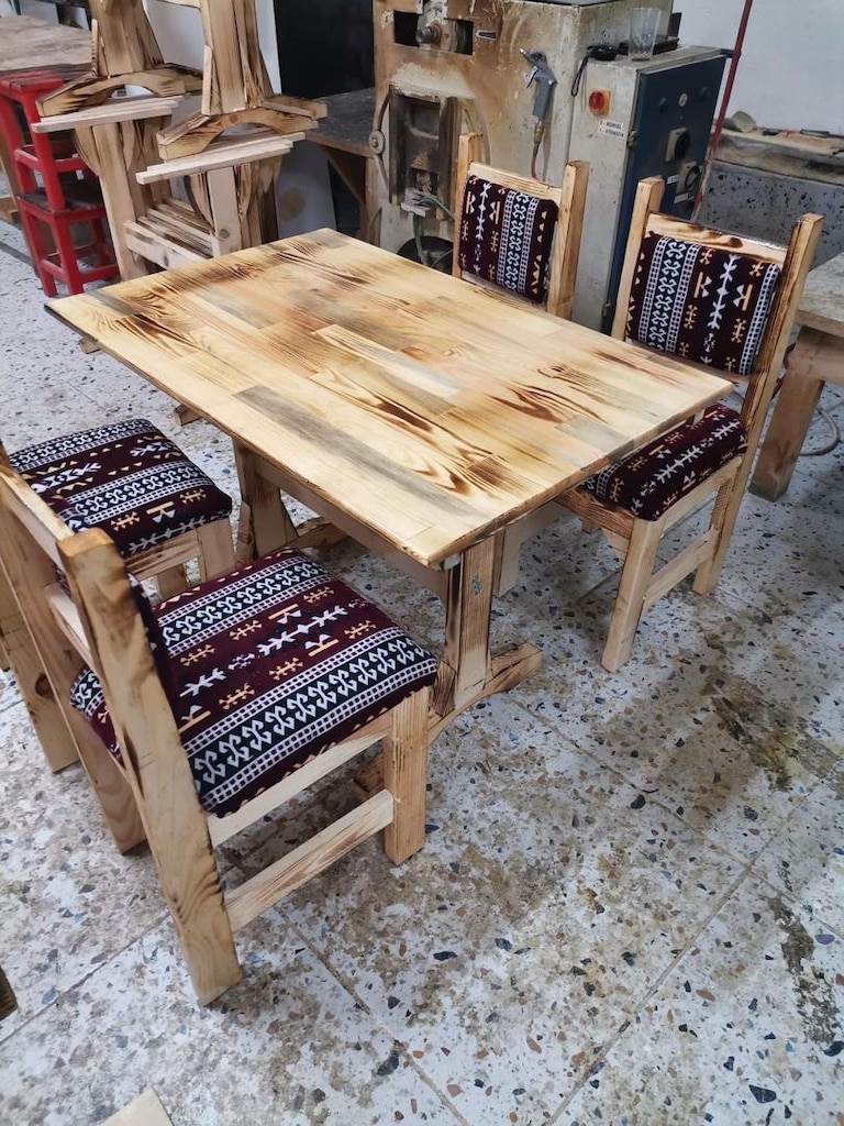 masa sandalye ahşap sedir