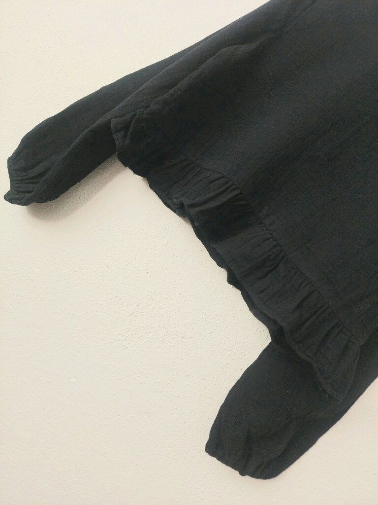 Müslin kumaş etek ucu fırfırlı Crop bluz - 3