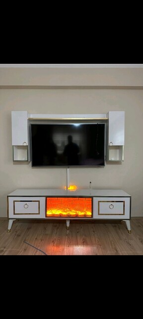 TV ünitesi şömineli