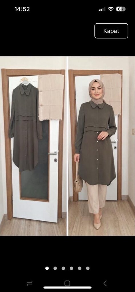 Temiz tunik 38 beden haki şal hediye - 2