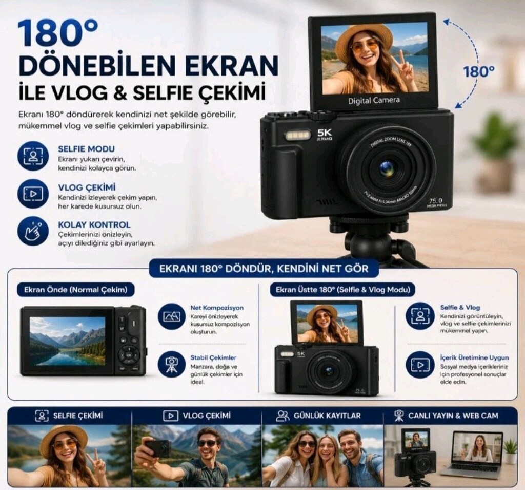 Dijital Fotoğraf Makinesi 64gb sd kart hediyeli - 5