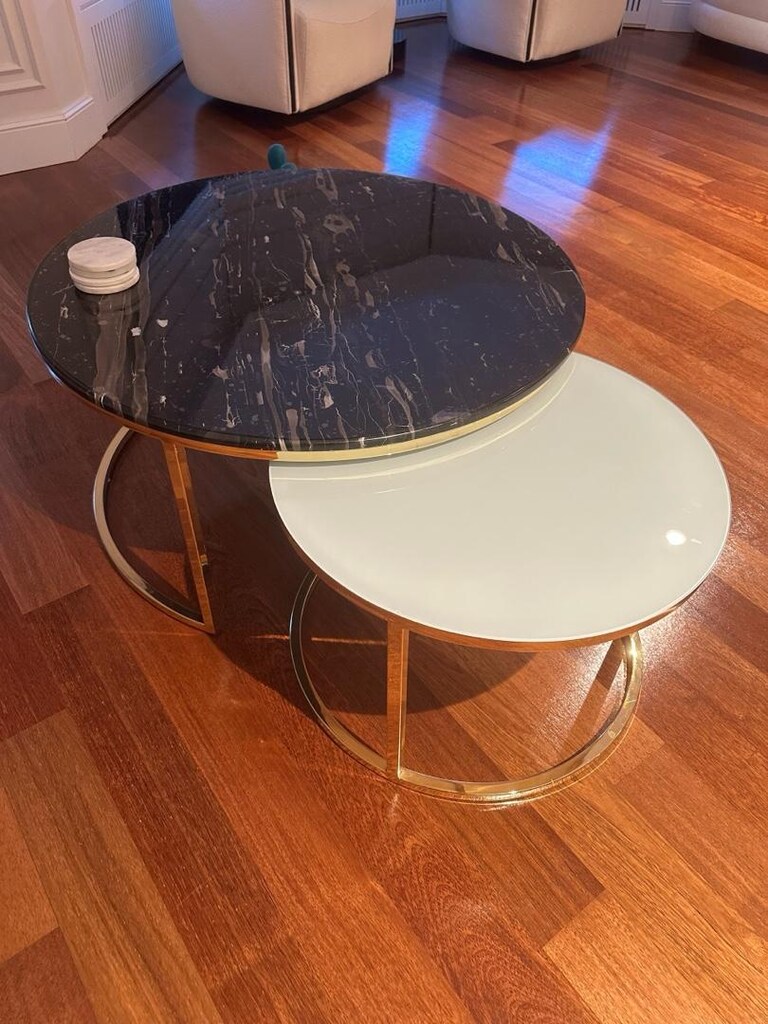 Komple Set - Yemek masası sandalye konsol tv unitesi mermer sehpa - 4