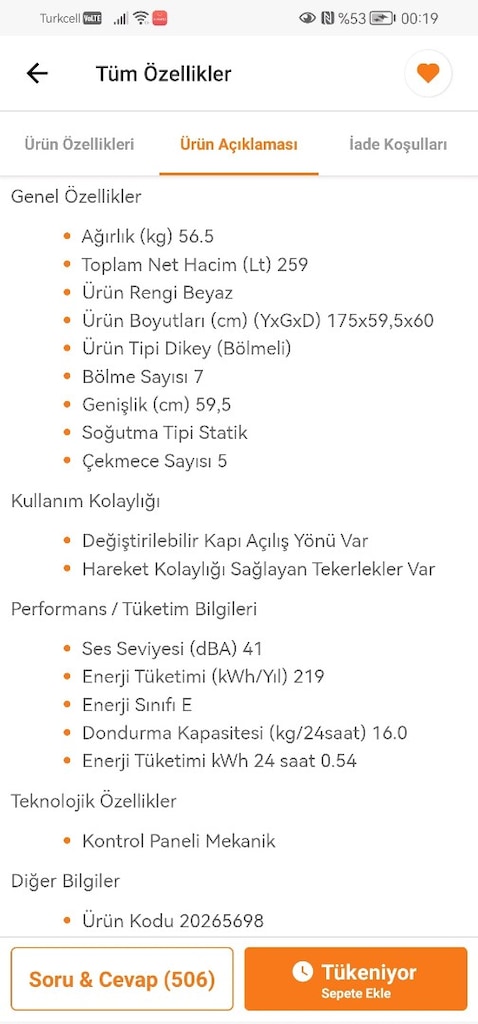 ACİL SATILIK 7 ÇEKMECELİ VESTEL DERİN DONDURUCU - 5