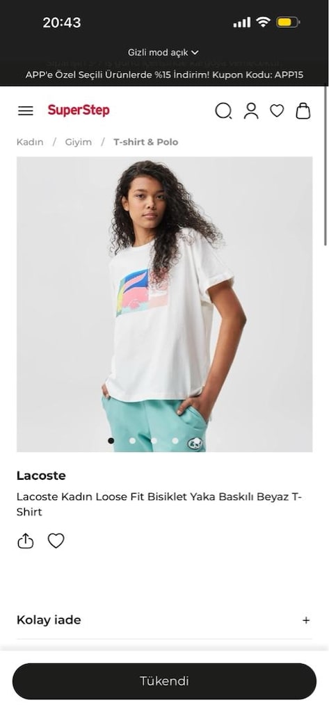 lacoste tişört timsah baskı kadın - 2