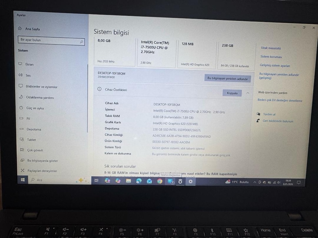 LENOVA x270 İ7 işlemcili temiz - 3