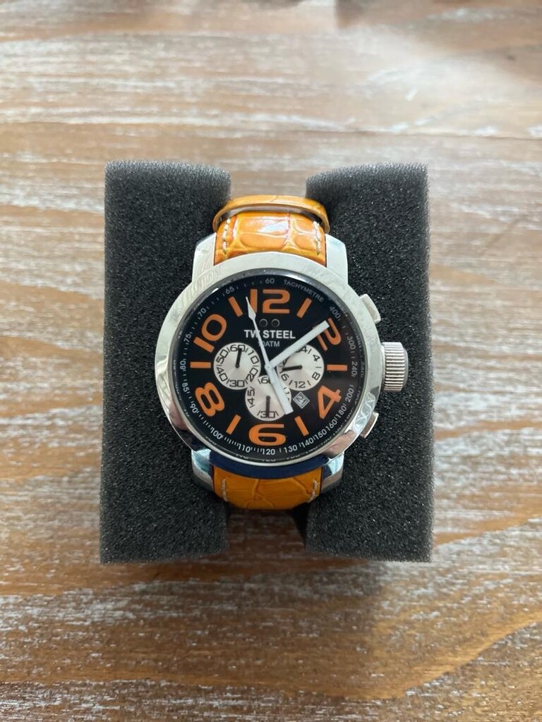 TW Steel Chronograph Erkek Kol Saati – Turuncu Deri Kordon - 3