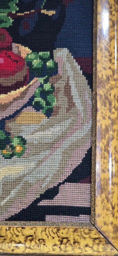 Vintage El İşçiliği Goblen / Meyveli Natürmort 69X60 cn Ahşap Çerceve - 5