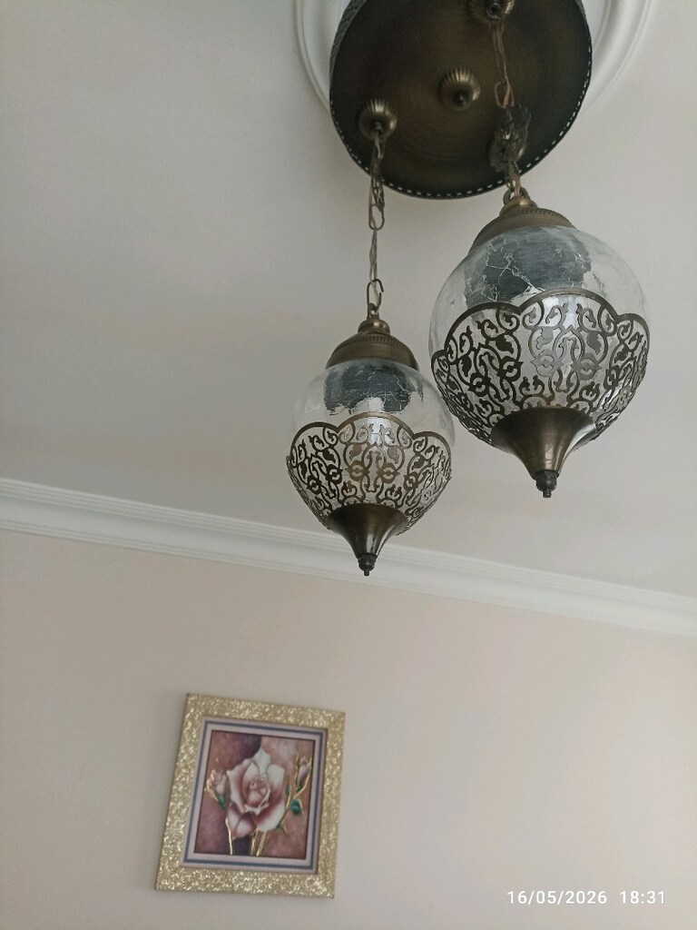 Osmanlı avize üçlü eskitme üst tablo işlemeli zincirli eskitme - 5