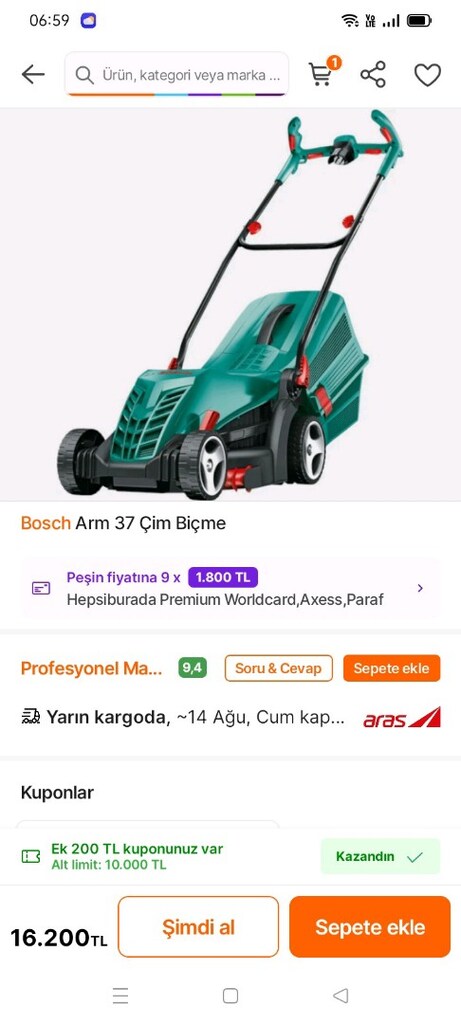 BOSCH ARM 37 ELEKTRİKLİ ÇİM BİCME MAK. - 6