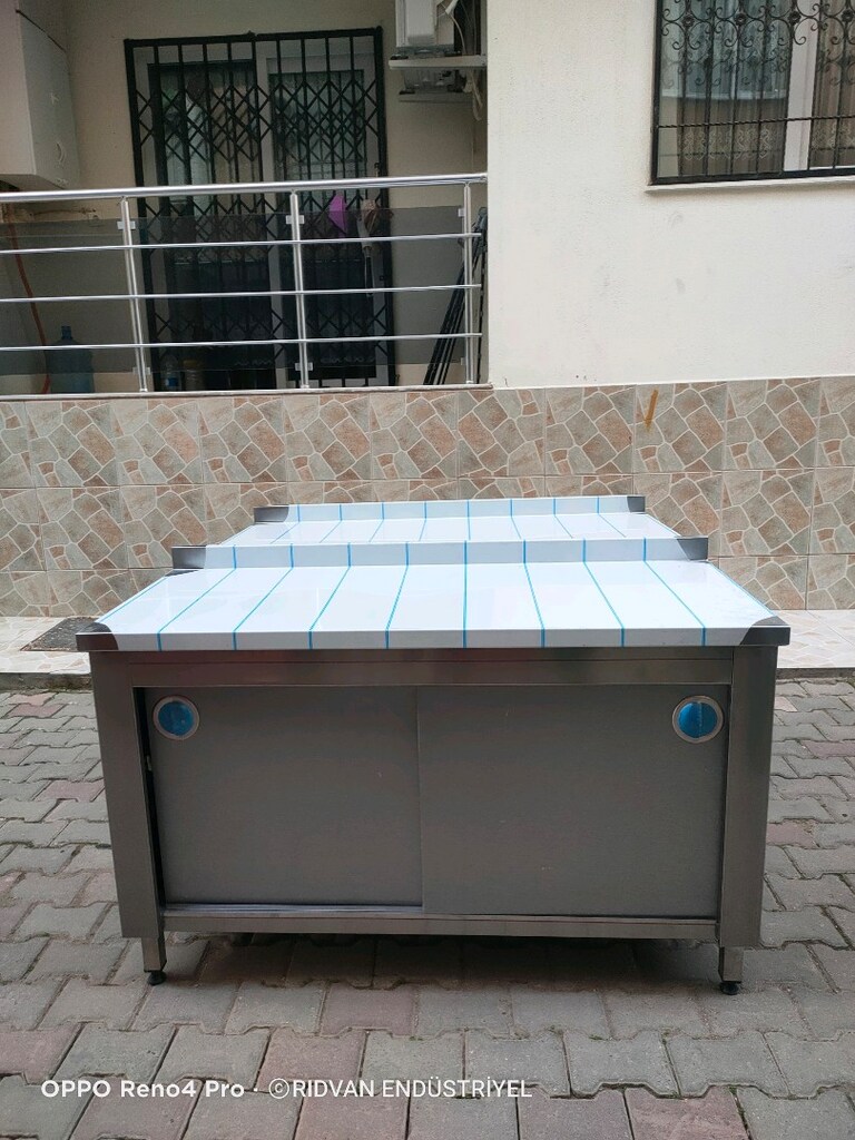 krom tezgah hazır mutfak paslanmaz çalışma tezgahı 140 cm kron tezğah - 14