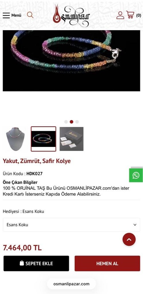 Yakut Zümrüt Safir Doğaltaş Kolye - 14