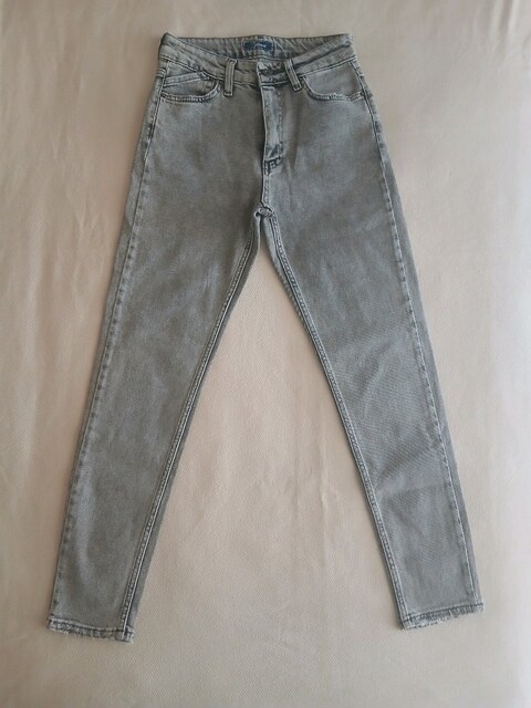 Etiketli Yüksek Bel Skinny Jean Pantolon