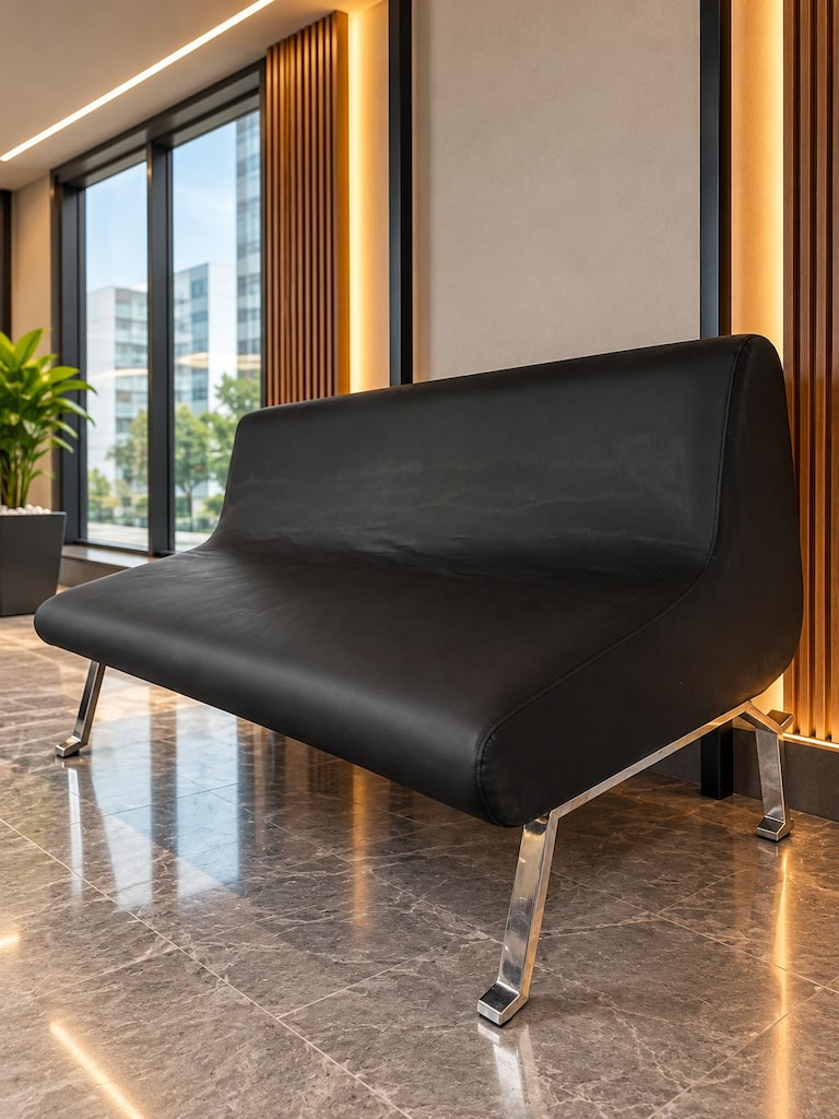 KLAS OFİS ÜSKÜDAR 80x180 CM SİYAH BEKLEME KOLTUĞU İKİNCİ EL - 3